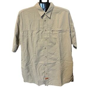 Oobe Mens XL Green Short Sleeve Zip Pocket Hiking Fishing Shirt Gorpcore